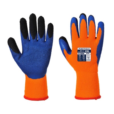 Portwest A185 Dual Layer Latex Thermal Orange and Blue Gloves