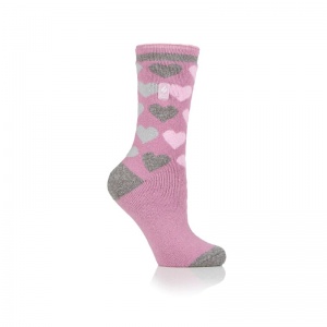 Heat Holders Lite Women's Thermal Socks (Pink Hearts)