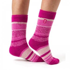 Heat Holders Original Women's Thermal Socks (Pink Striped)