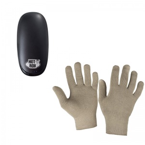 HotRox Double-Sided Electronic Hand Warmer and Raynaud's Disease Deluxe Silver Gloves Bundle
