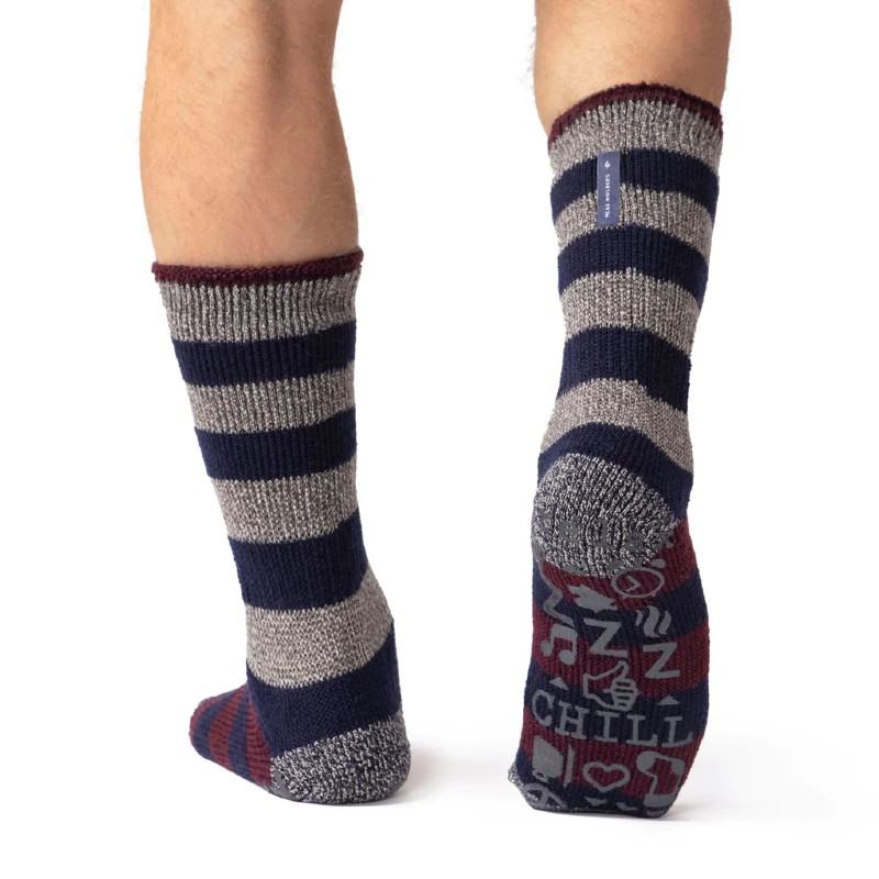 Mens Chunky Slipper Socks Fleece Lined Cable Knit Non Slip Warm Winter Sock  | eBay