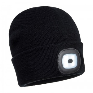 Portwest B028 Rechargeable Black Twin LED Beanie