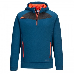 Portwest DX467 Quarter-Zip Metro Blue/Orange Technical Hoodie