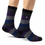 Heat Holders Original Men's Thermal Socks (Purple/Blue Striped)