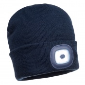 Portwest B028 Rechargeable Navy Twin LED Beanie