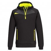 Portwest DX467 Quarter-Zip Black/Yellow Technical Hoodie