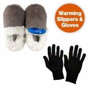 Heated Slippers and Silver Gloves Warmth Bundle